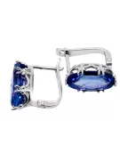 Vintage craft Earrings Sapphire Sterling silver 925 vec021s